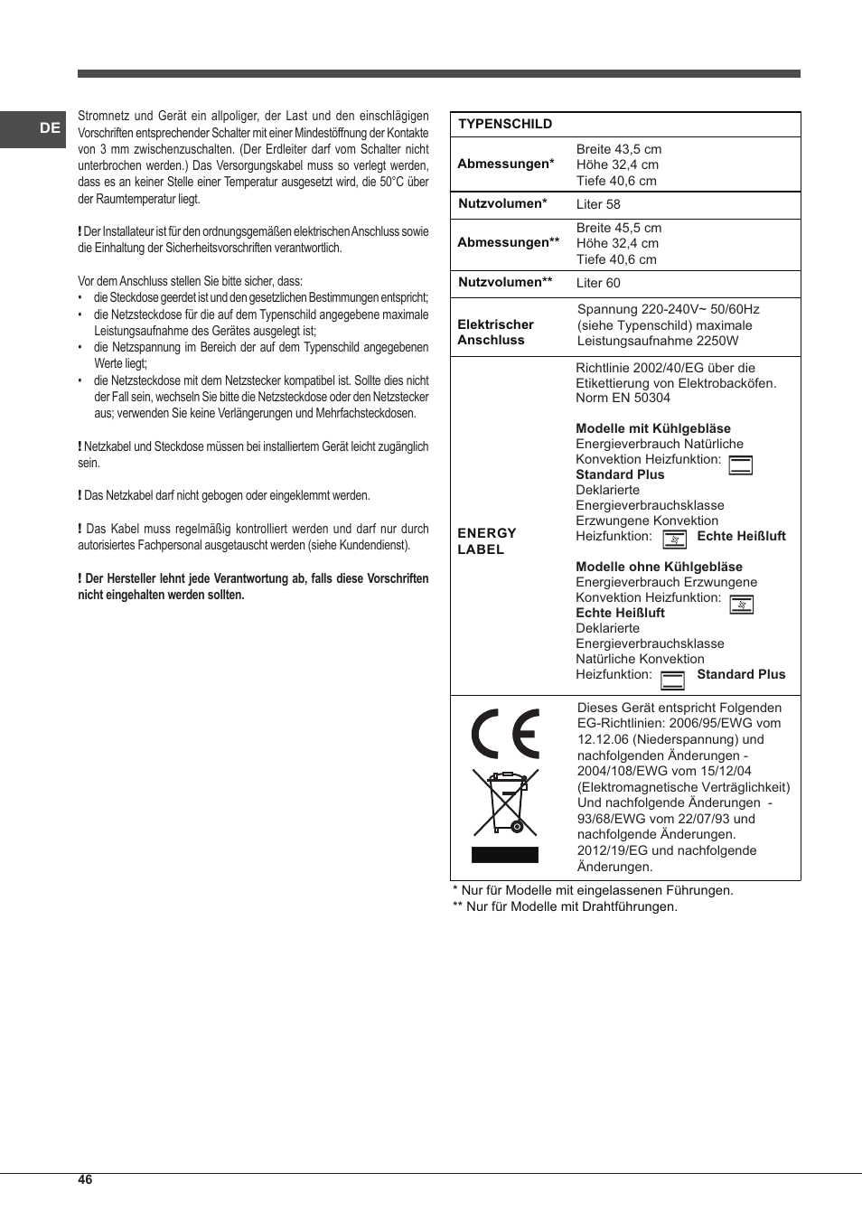 Indesit FIM-53-KC.A-IX-S User Manual | Page 46 / 52