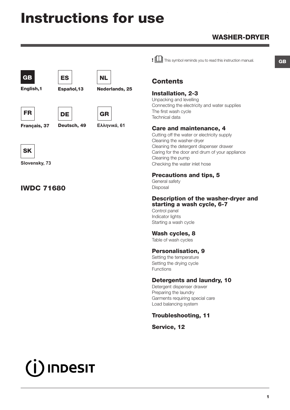 Indesit IWDC-71680-ECO-(EU) User Manual | 84 pages