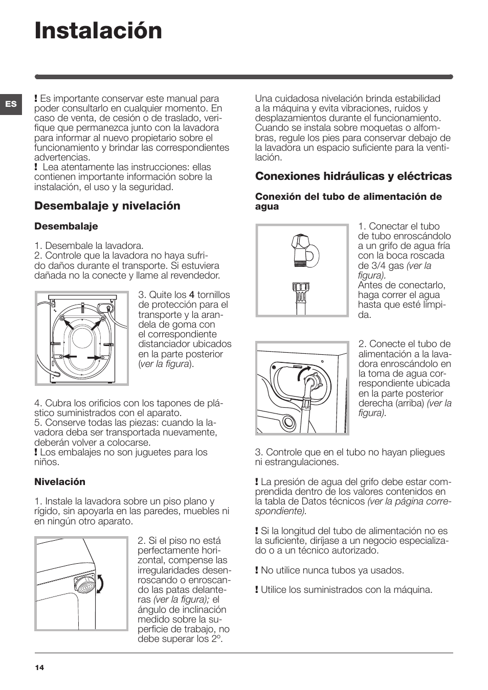 Instalación | Indesit IWDC-71680-ECO-(EU) User Manual | Page 14 / 84