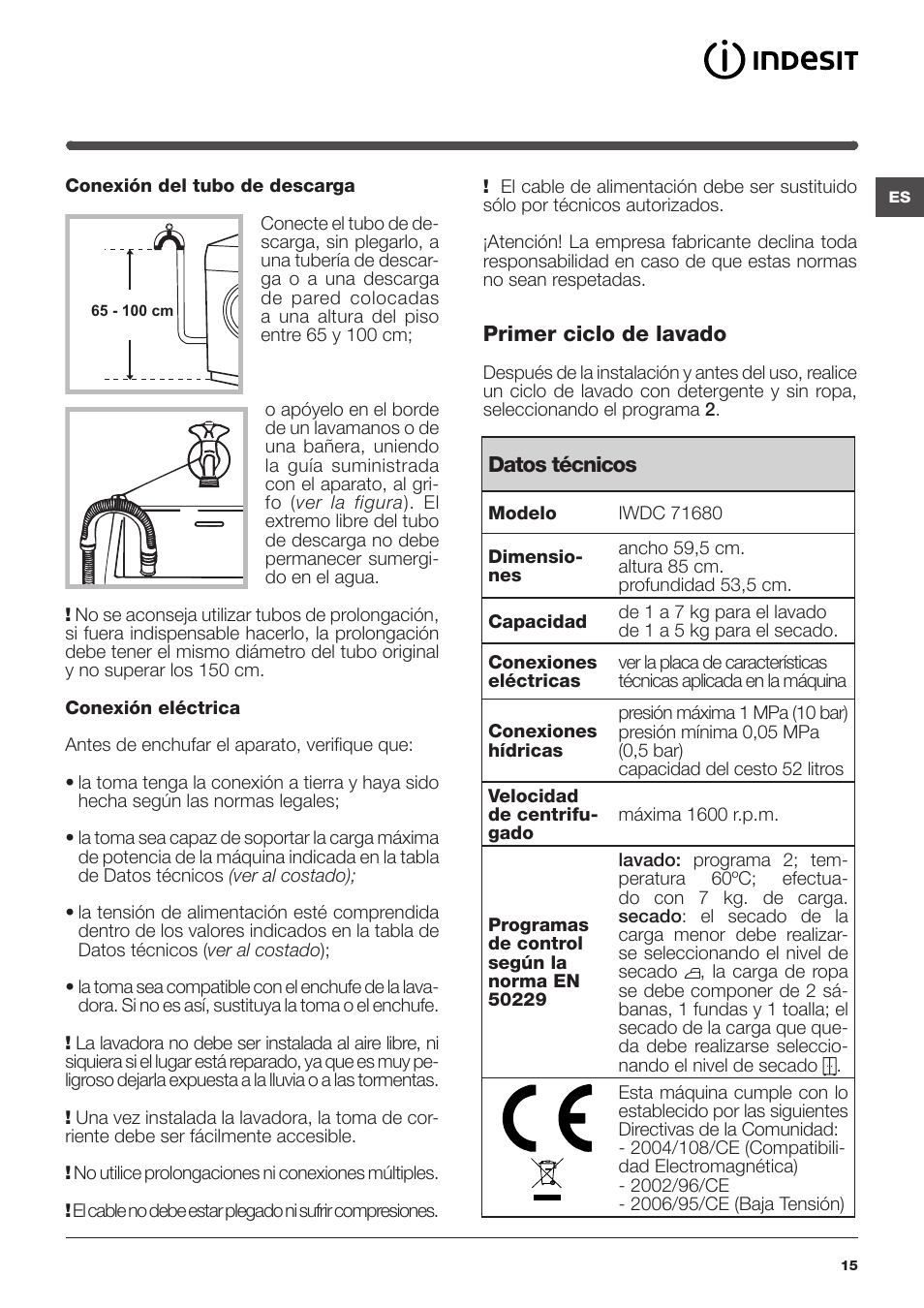 Indesit IWDC-71680-ECO-(EU) User Manual | Page 15 / 84