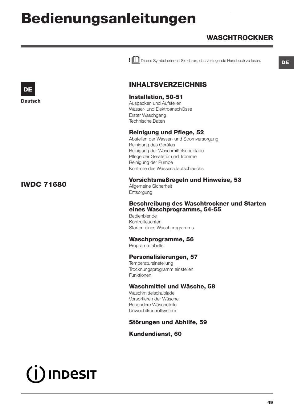 Indesit IWDC-71680-ECO-(EU) User Manual | Page 49 / 84