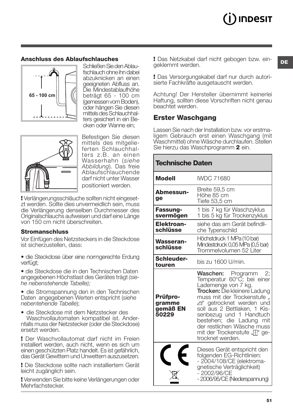 Indesit IWDC-71680-ECO-(EU) User Manual | Page 51 / 84