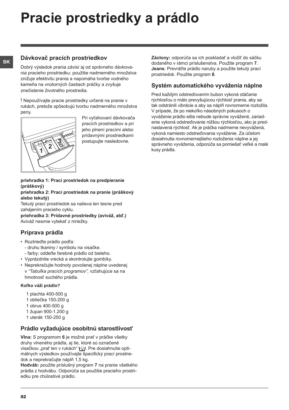 Pracie prostriedky a prádlo | Indesit IWDC-71680-ECO-(EU) User Manual | Page 82 / 84