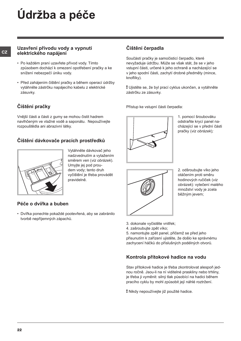 Údržba a péče | Indesit IWSC-51051-C-ECO-EU User Manual | Page 22 / 60