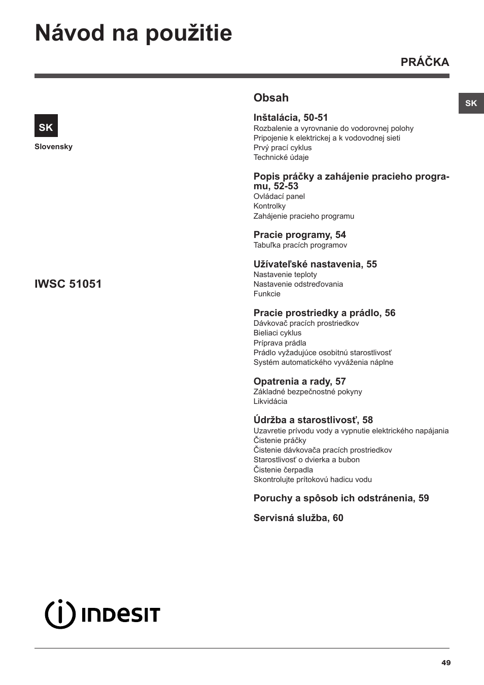 Indesit IWSC-51051-C-ECO-EU User Manual | Page 49 / 60