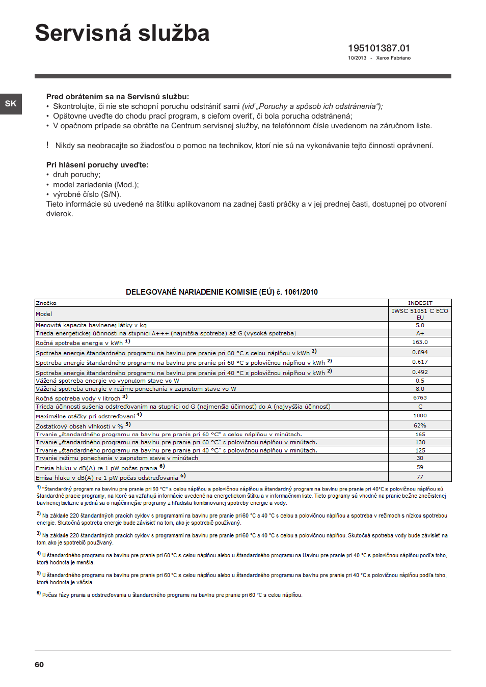 Servisná služba | Indesit IWSC-51051-C-ECO-EU User Manual | Page 60 / 60