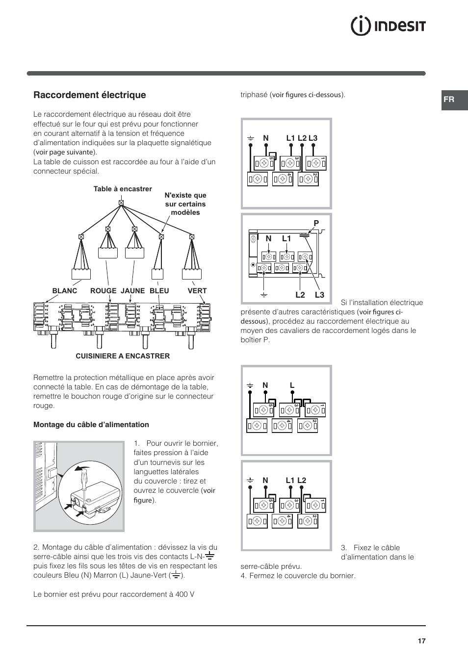 Raccordement électrique | Indesit HI-20.A-(WH)-1 User Manual | Page 17 / 52