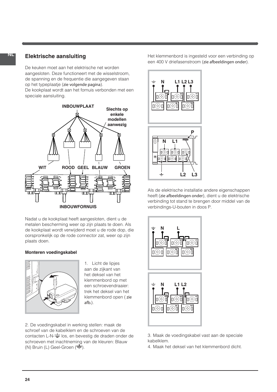 Elektrische aansluiting | Indesit HI-20.A-(WH)-1 User Manual | Page 24 / 52