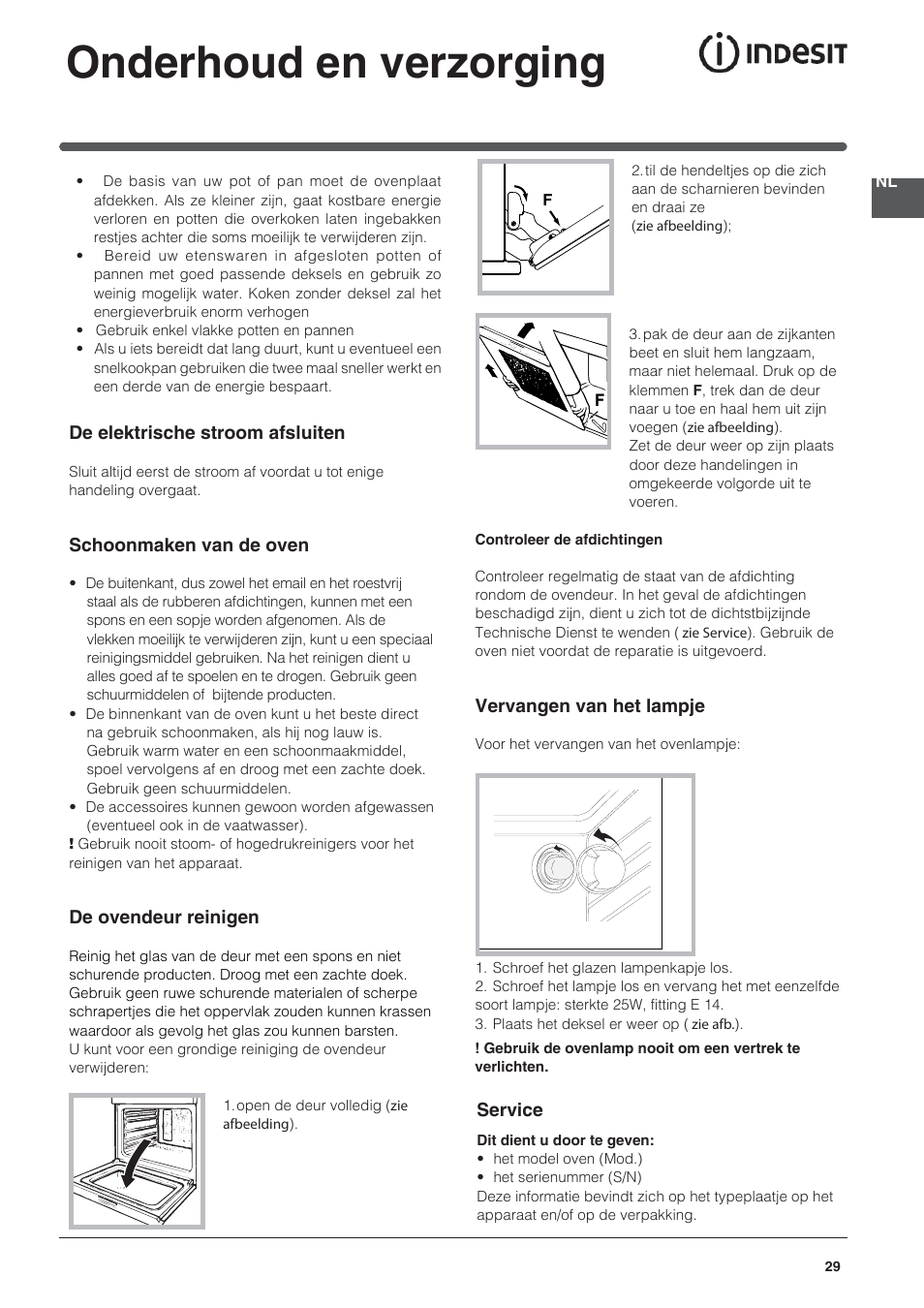 Onderhoud en verzorging | Indesit HI-20.A-(WH)-1 User Manual | Page 29 / 52