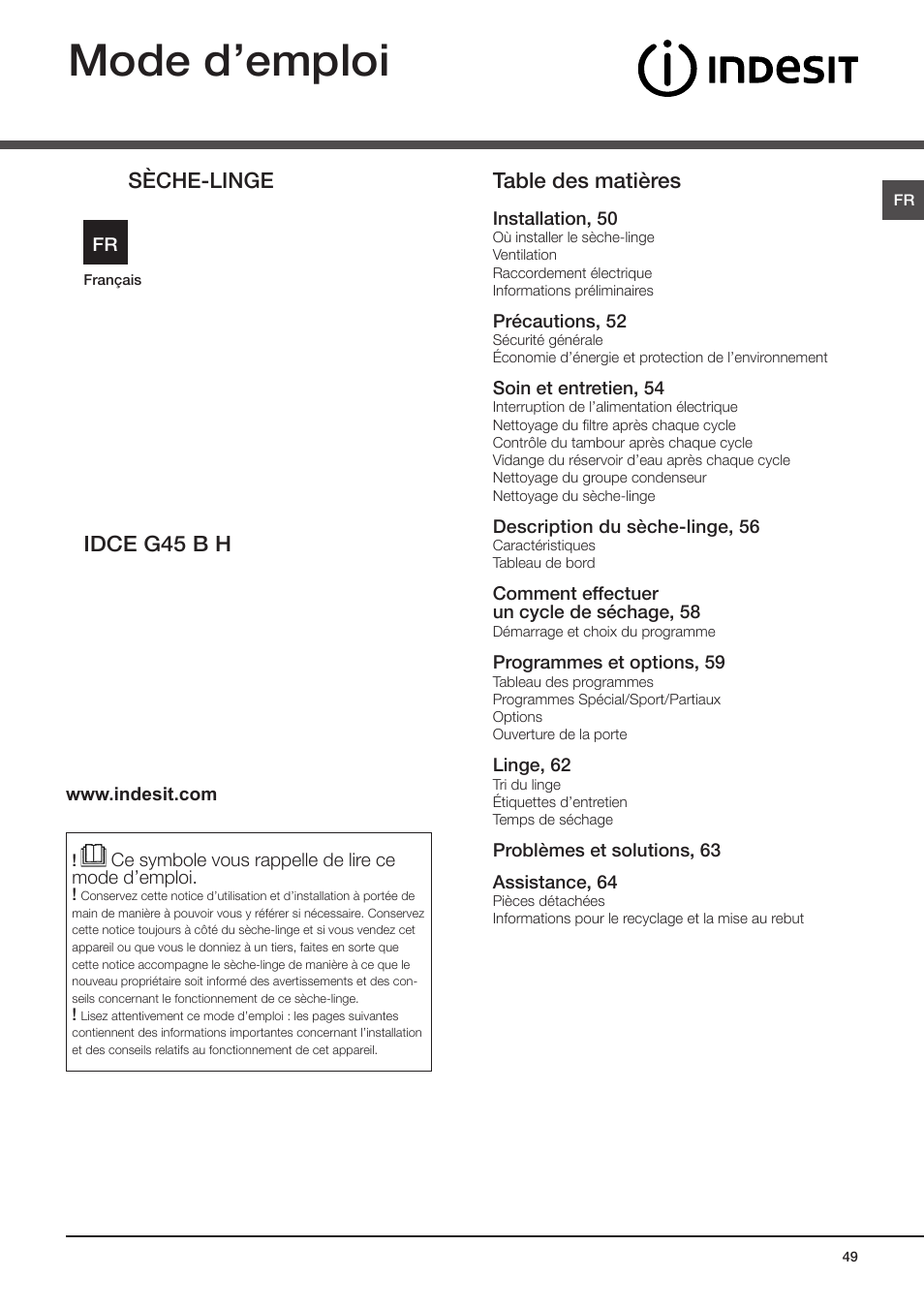 Indesit IDCE-G45-B-H-(EU) User Manual | Page 49 / 80