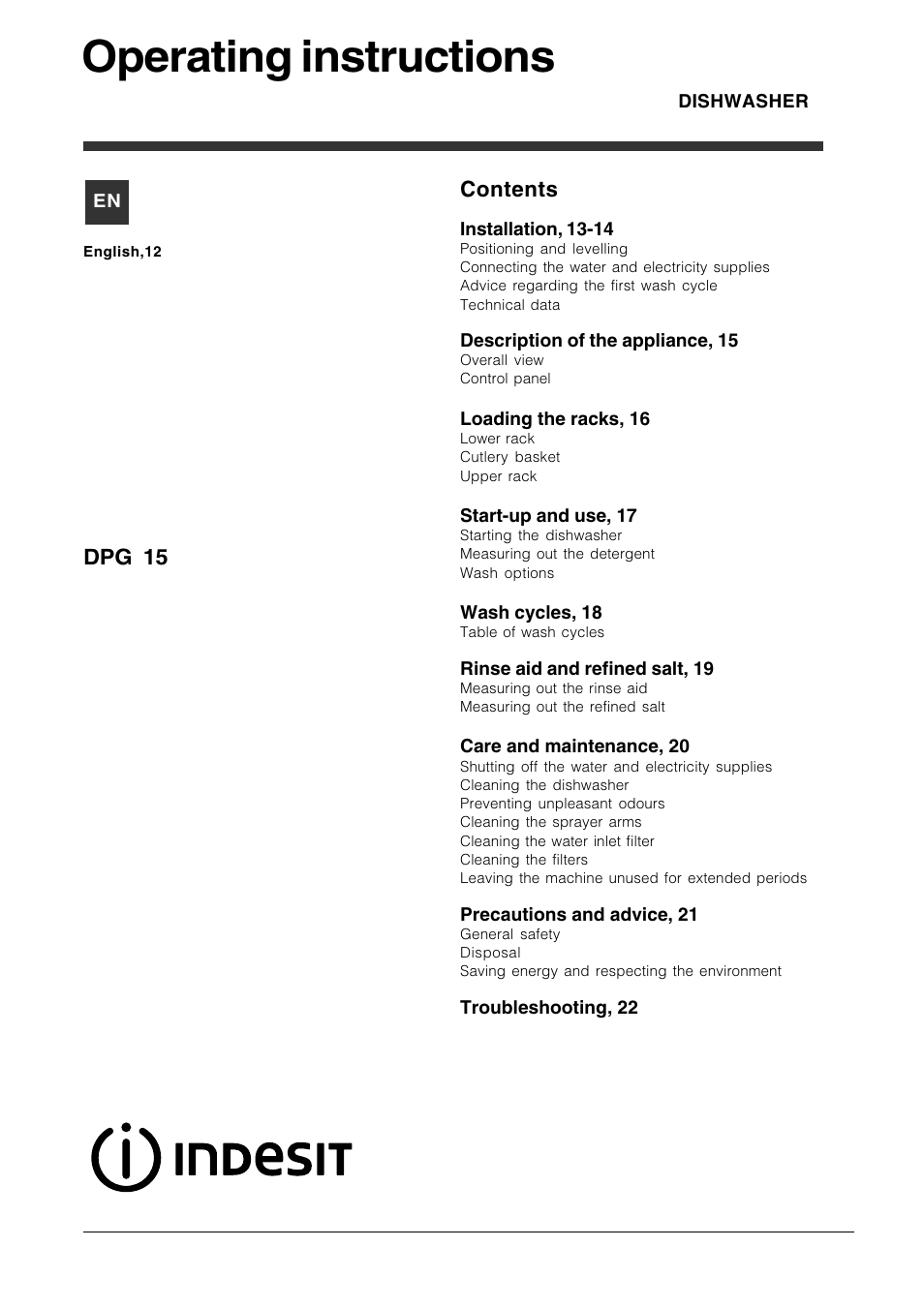 Indesit DPG-15-IX User Manual | Page 12 / 80