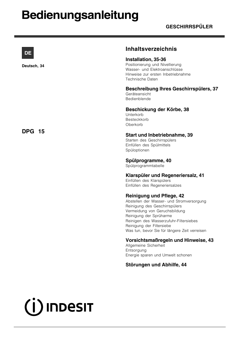 Indesit DPG-15-IX User Manual | Page 34 / 80
