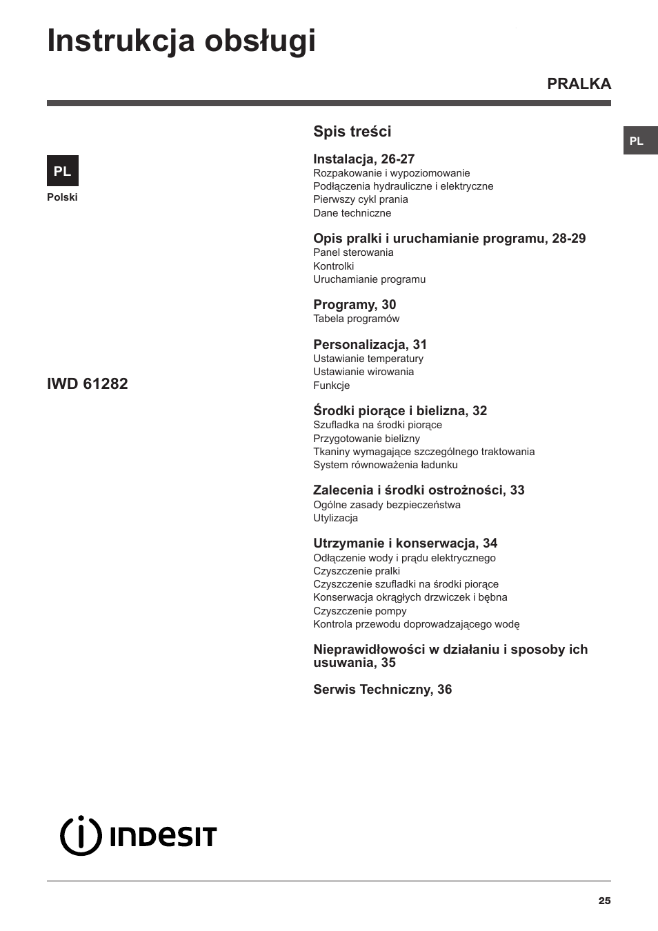 Indesit IWD-61282-C-ECO-(EU) User Manual | Page 25 / 36