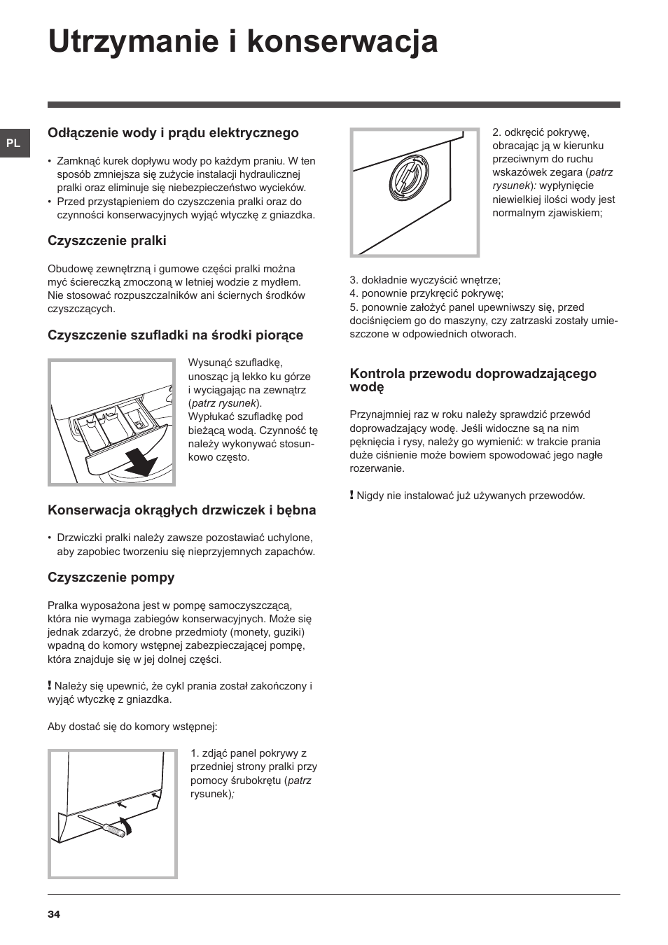 Utrzymanie i konserwacja | Indesit IWD-61282-C-ECO-(EU) User Manual | Page 34 / 36
