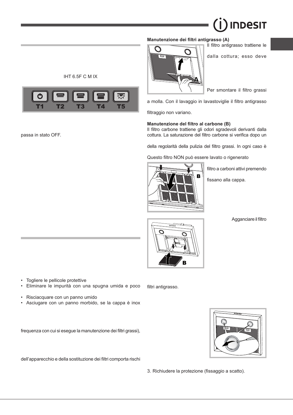 Comandi tbox, Manutenzione e cura | Indesit IHT-6.5-C-M-IX User Manual | Page 35 / 80