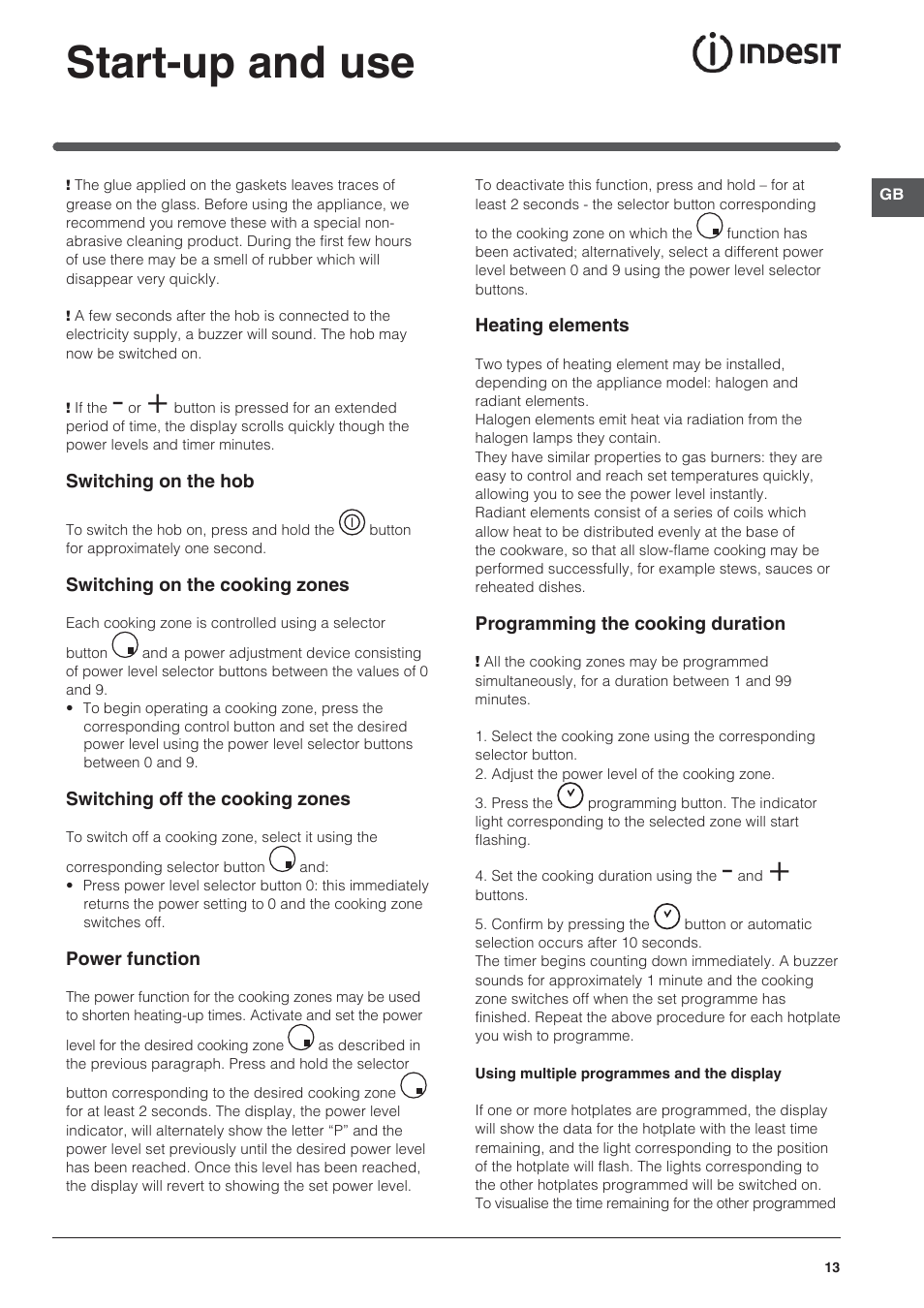 Start-up and use | Indesit VRO-632-TD-B User Manual | Page 13 / 84