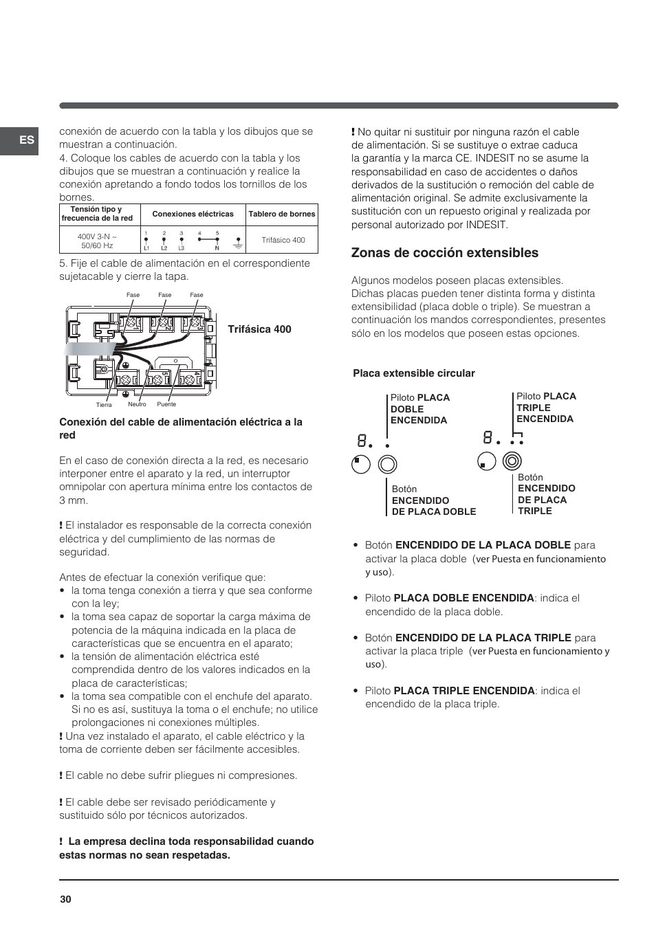 Zonas de cocción extensibles | Indesit VRO-632-TD-B User Manual | Page 30 / 84