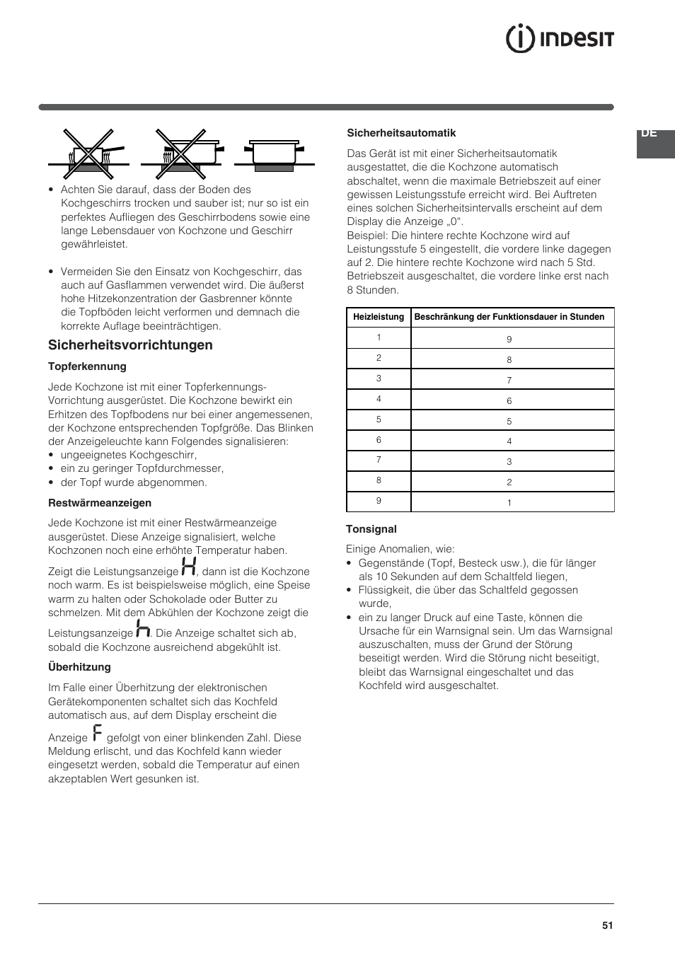 Sicherheitsvorrichtungen | Indesit VRO-632-TD-B User Manual | Page 51 / 84