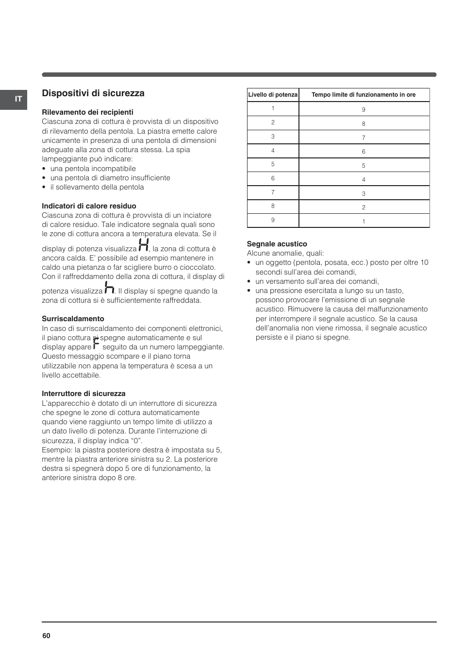 Dispositivi di sicurezza | Indesit VRO-632-TD-B User Manual | Page 60 / 84
