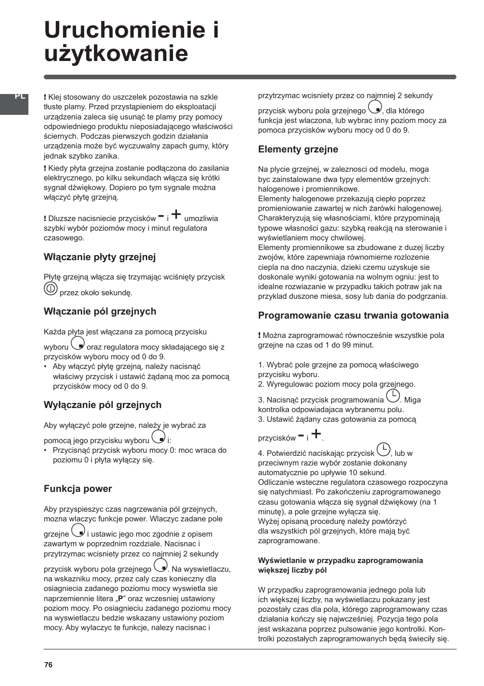 Uruchomienie i użytkowanie | Indesit VRO-632-TD-B User Manual | Page 76 / 84