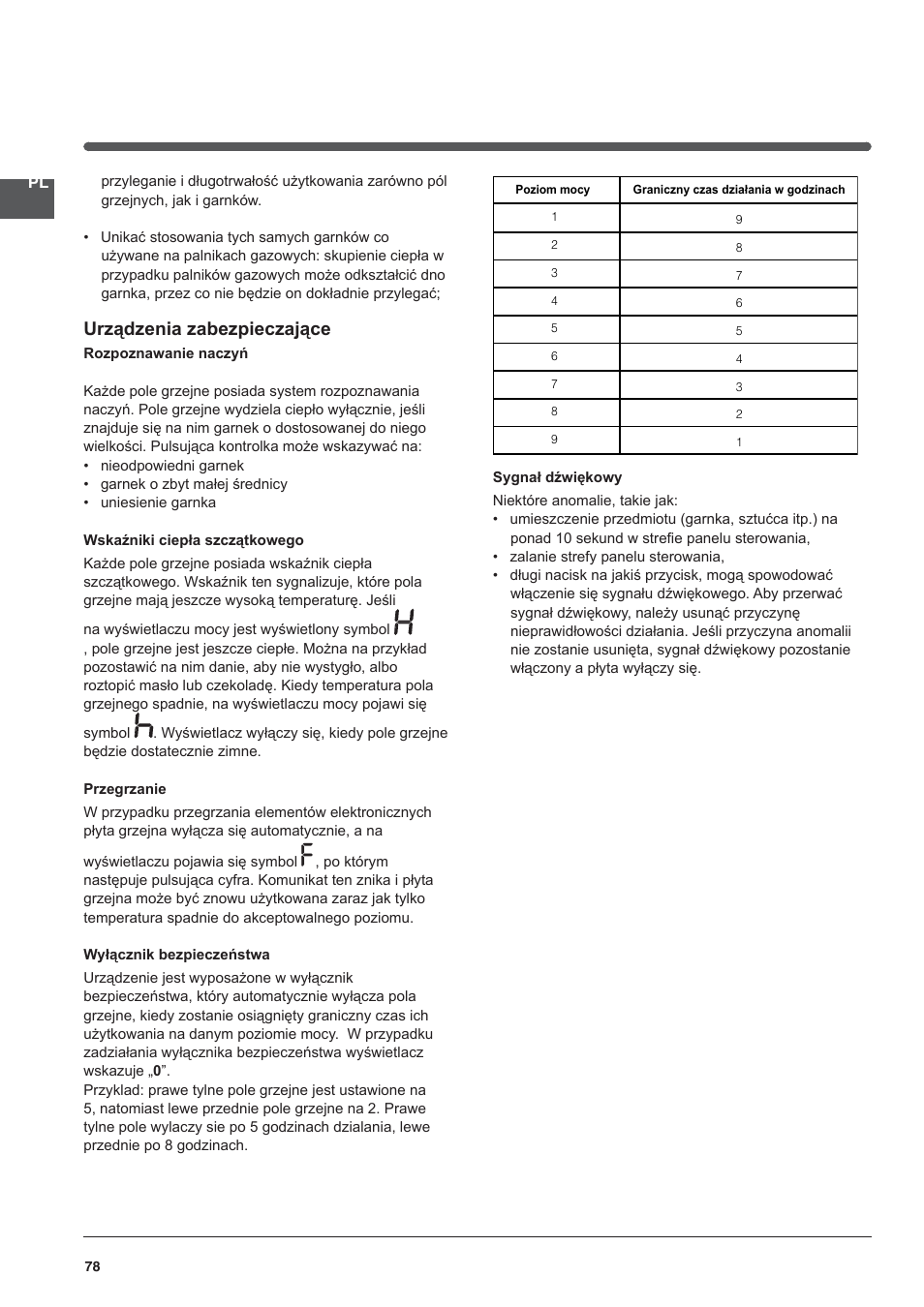 Urządzenia zabezpieczające | Indesit VRO-632-TD-B User Manual | Page 78 / 84
