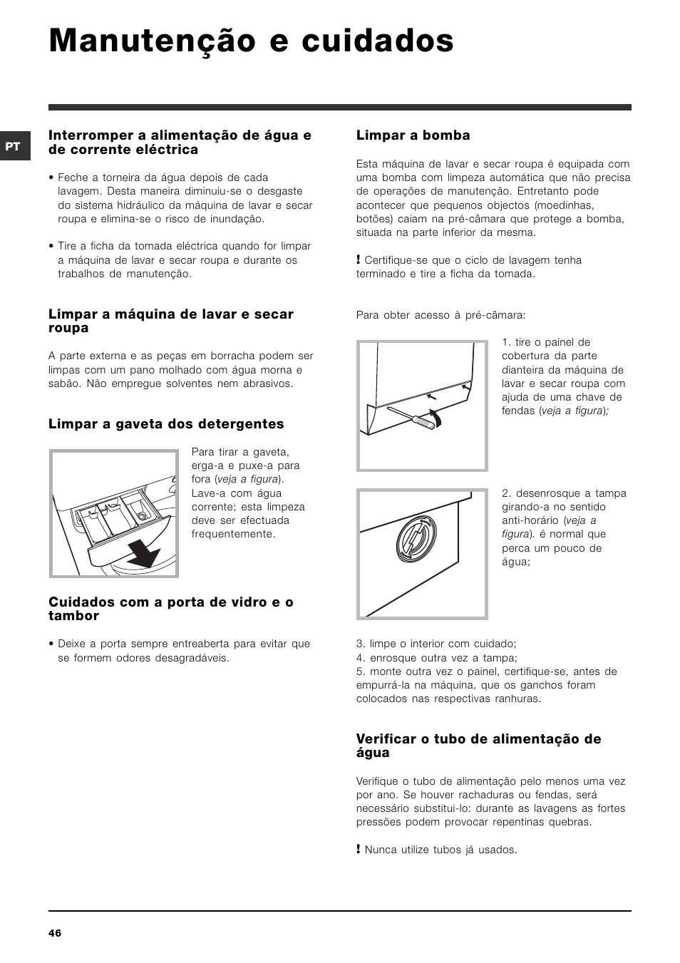 Manutenção e cuidados | Indesit IWDE-7125-S-(EU) User Manual | Page 46 / 48