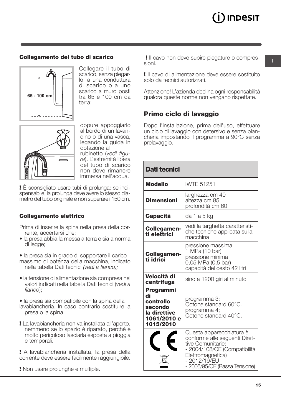 Indesit IWTE-51251-ECO-(EU) User Manual | Page 15 / 84