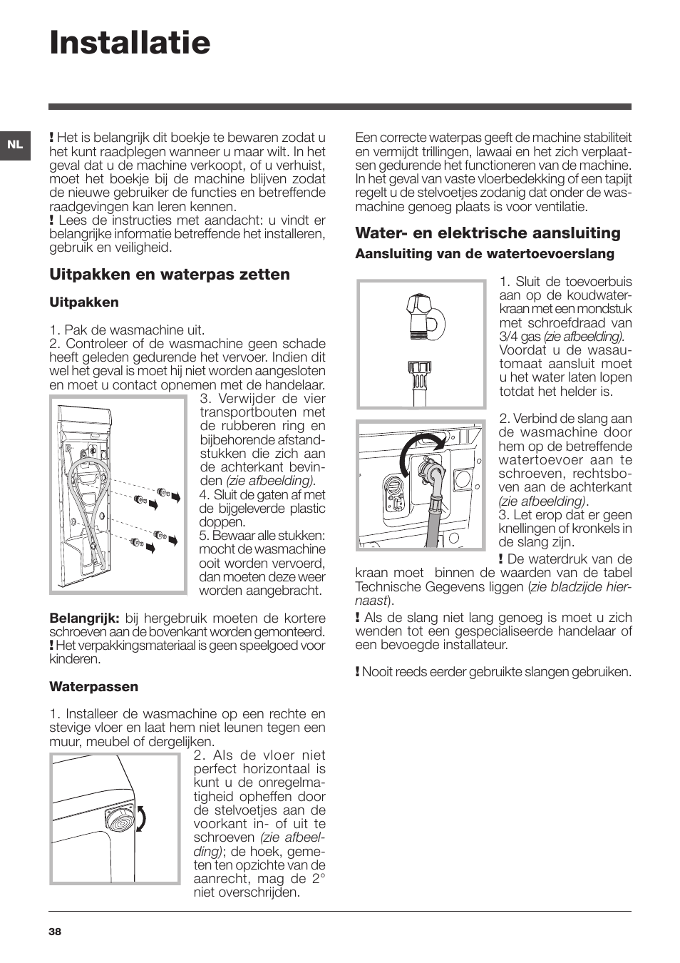 Installatie | Indesit IWTE-51251-ECO-(EU) User Manual | Page 38 / 84