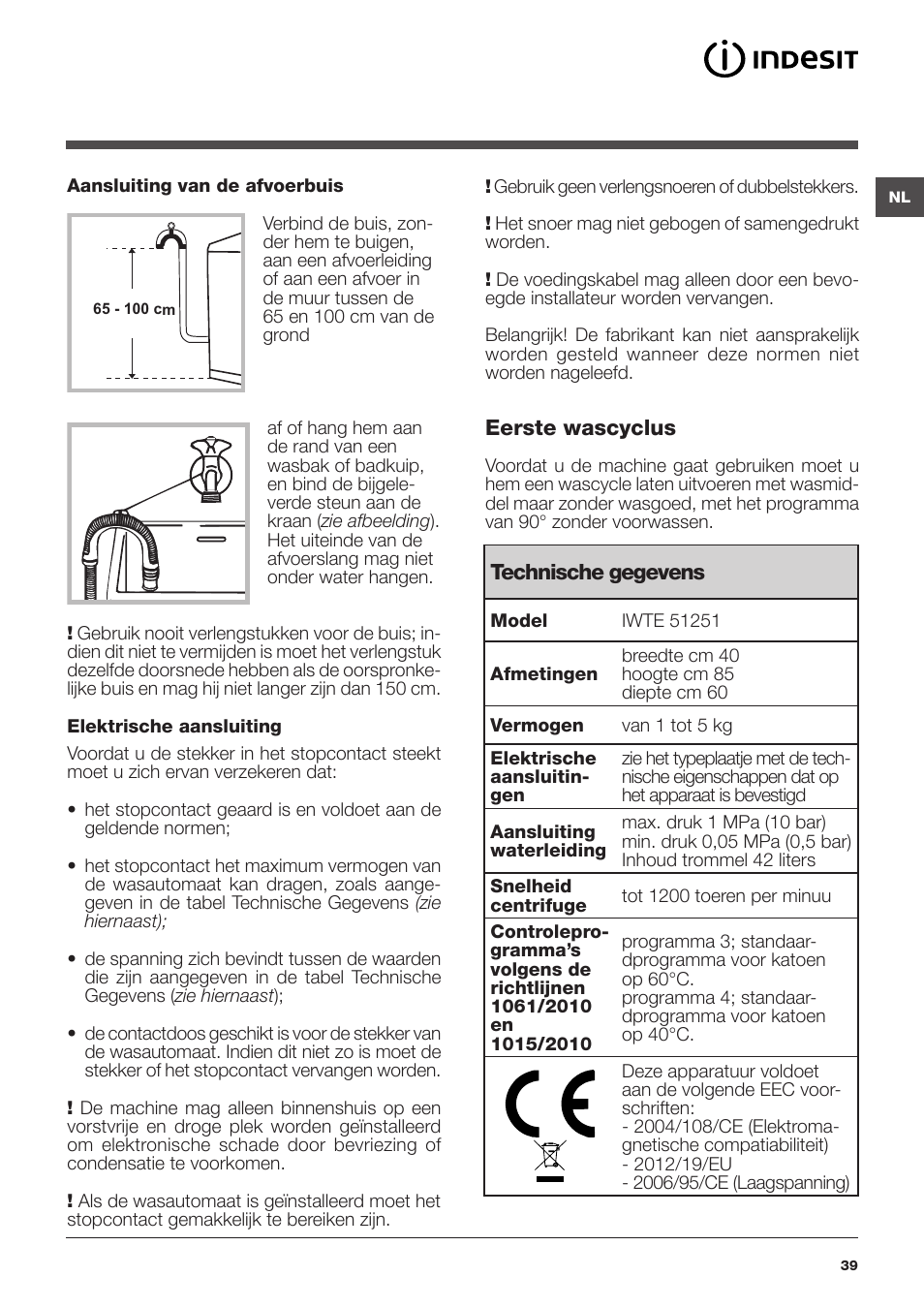 Indesit IWTE-51251-ECO-(EU) User Manual | Page 39 / 84
