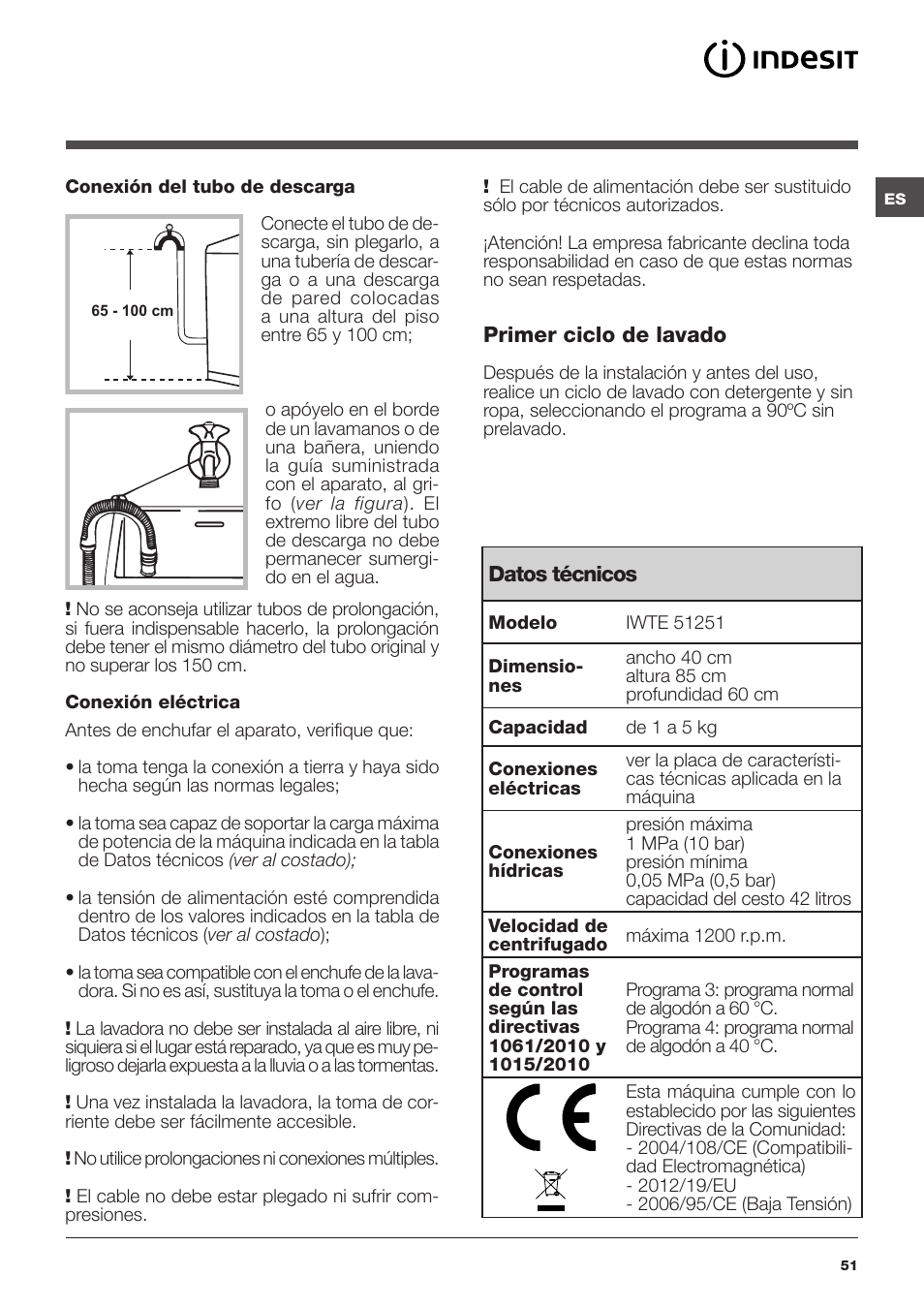 Indesit IWTE-51251-ECO-(EU) User Manual | Page 51 / 84