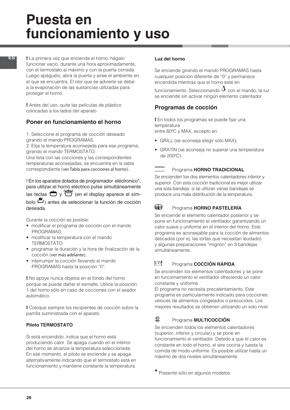 Puesta en funcionamiento y uso | Indesit KN6C76A(X)-GR User Manual | Page 26 / 60