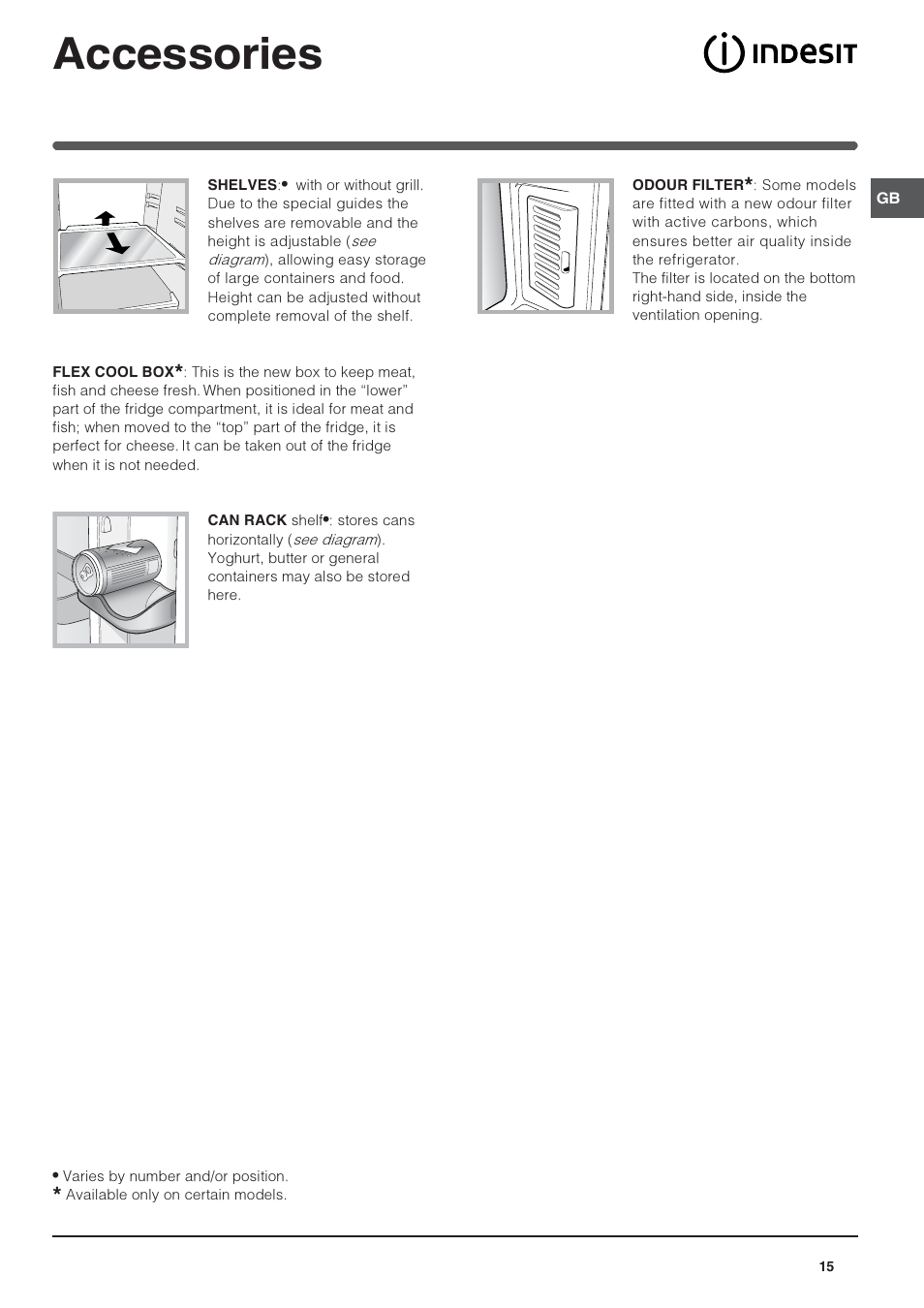 Accessories | Indesit 3D AA NX User Manual | Page 15 / 60