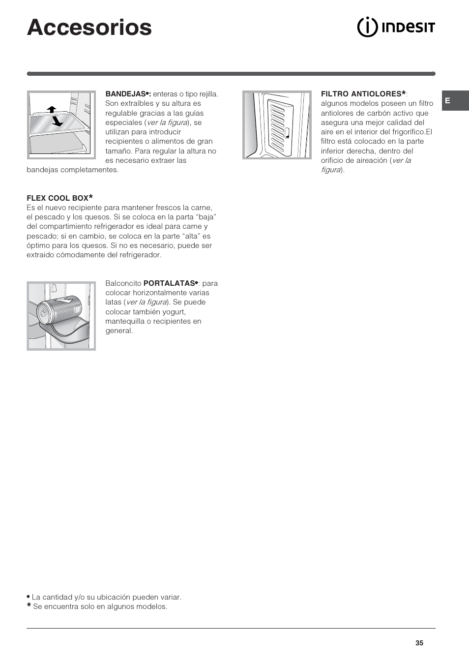 Accesorios | Indesit 3D AA NX User Manual | Page 35 / 60