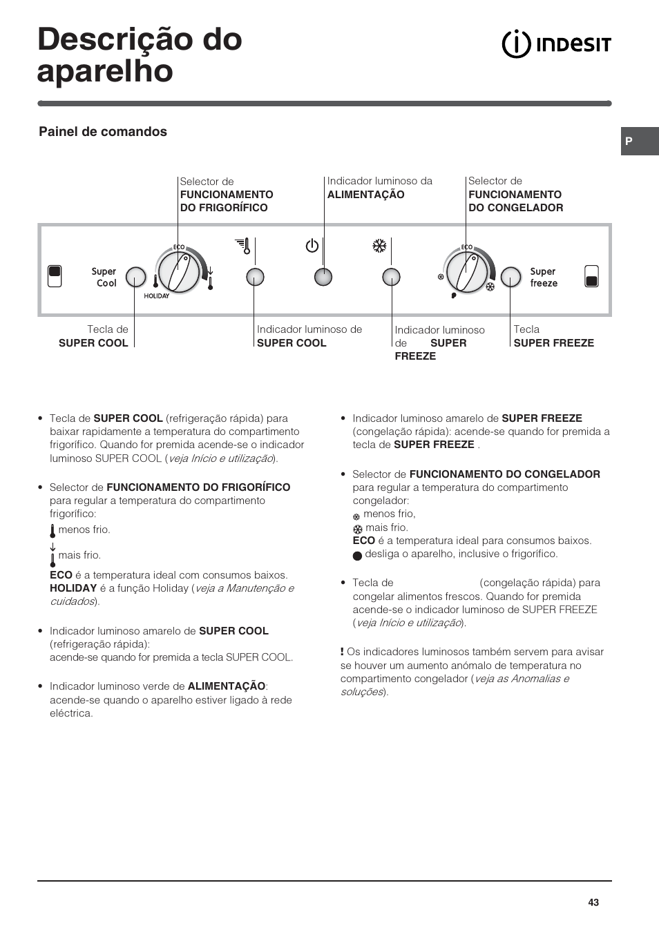 Descrição do aparelho | Indesit 3D AA NX User Manual | Page 43 / 60