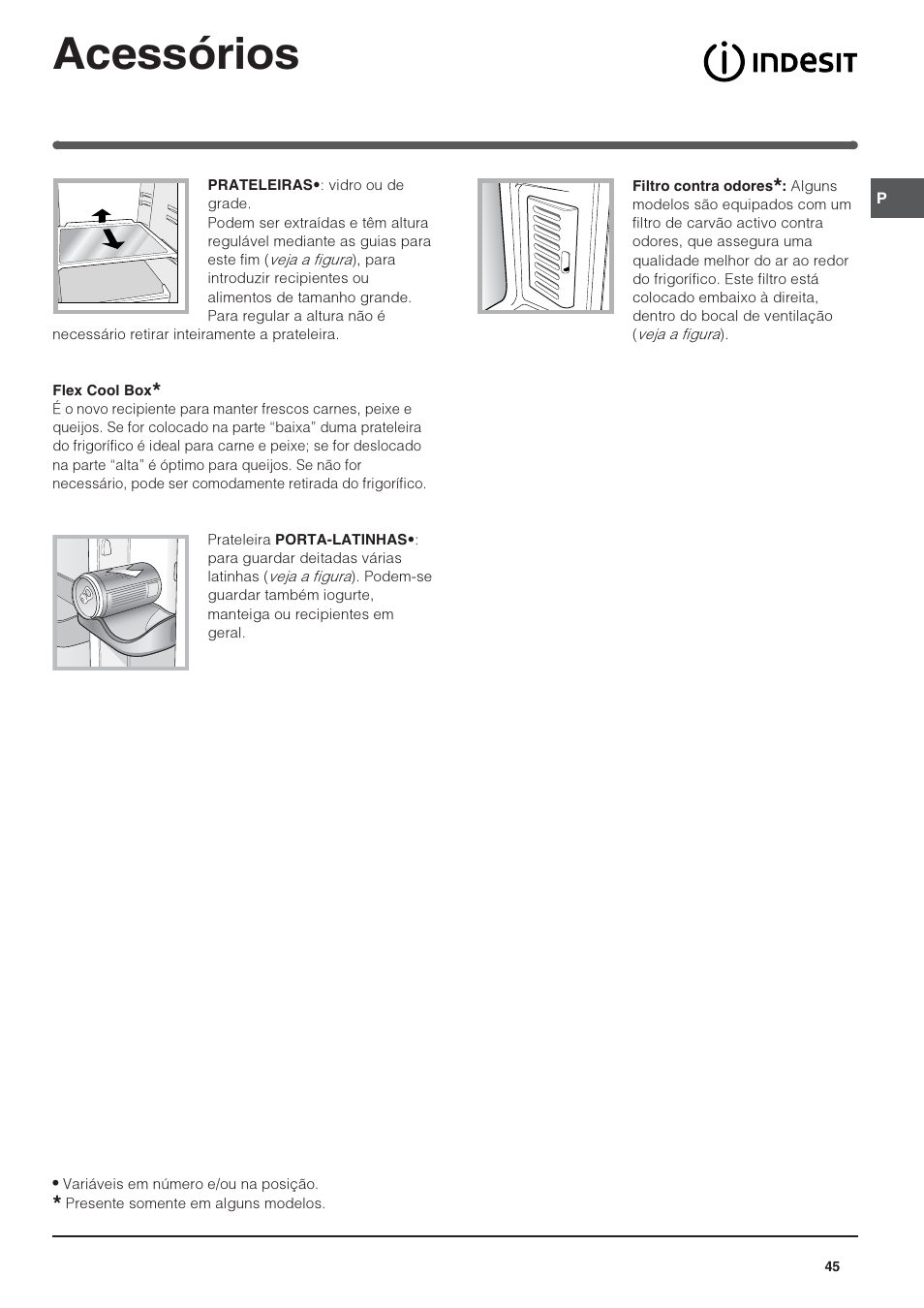 Acessórios | Indesit 3D AA NX User Manual | Page 45 / 60
