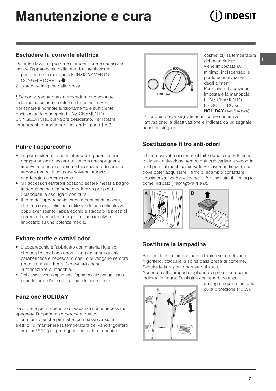 Manutenzione e cura | Indesit 3D AA NX User Manual | Page 7 / 60