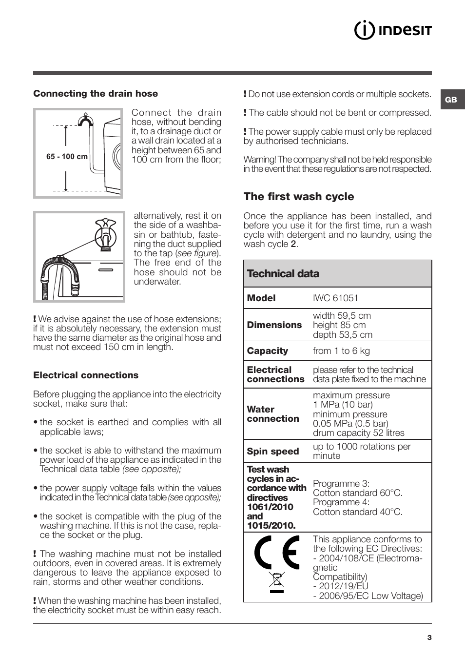 Indesit IWC-61051-EU User Manual | Page 3 / 72