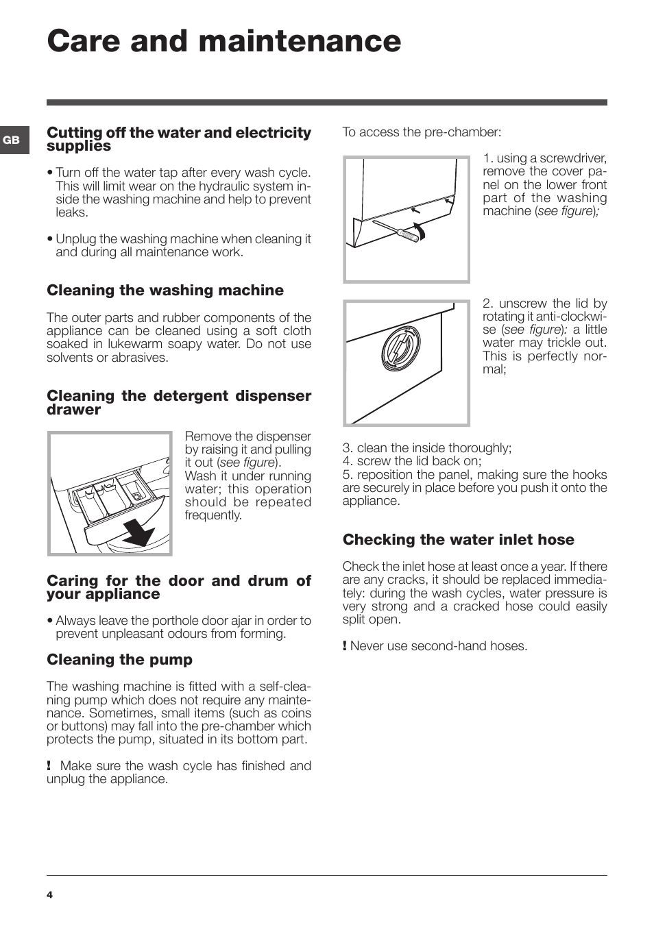 Care and maintenance | Indesit IWC-61051-EU User Manual | Page 4 / 72
