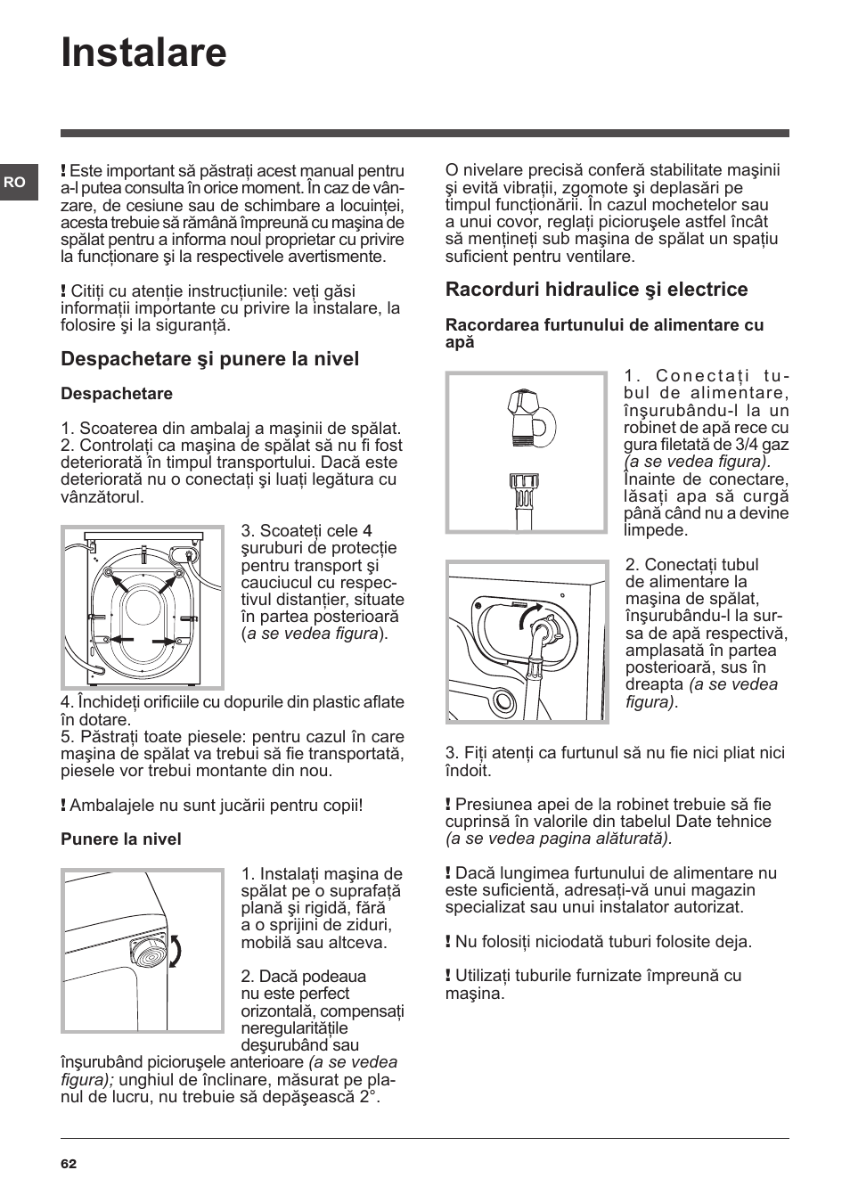 Instalare | Indesit IWC-61051-EU User Manual | Page 62 / 72