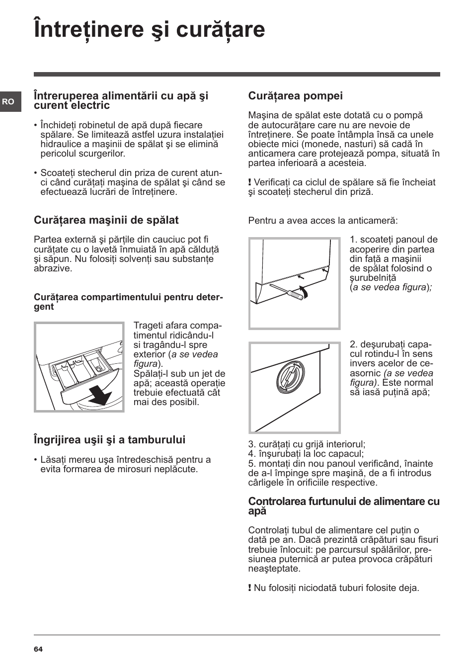 Întreţinere şi curăţare | Indesit IWC-61051-EU User Manual | Page 64 / 72