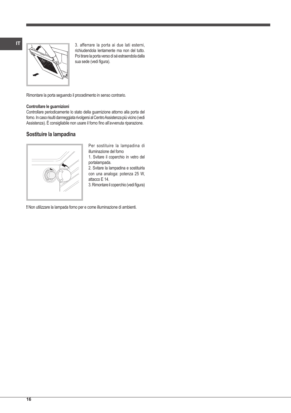 Sostituire la lampadina | Indesit FI-20.A-(WH)-1-S User Manual | Page 16 / 52