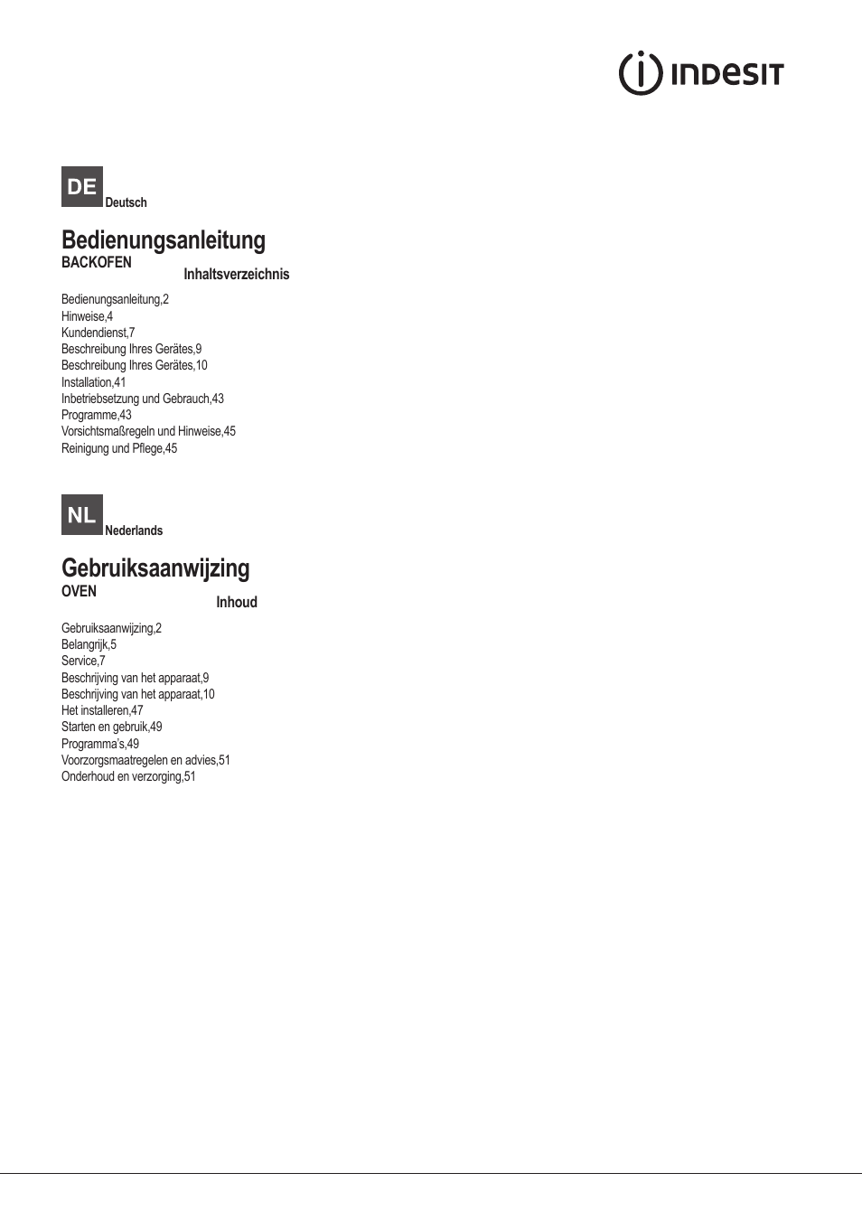 Bedienungsanleitung, Gebruiksaanwijzing | Indesit FI-20.A-(WH)-1-S User Manual | Page 2 / 52