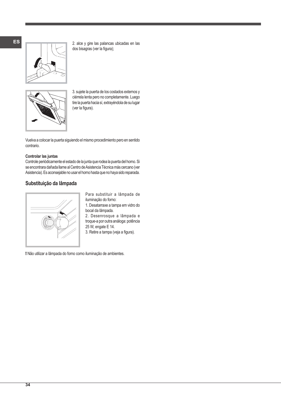 Substituição da lâmpada | Indesit FI-20.A-(WH)-1-S User Manual | Page 34 / 52