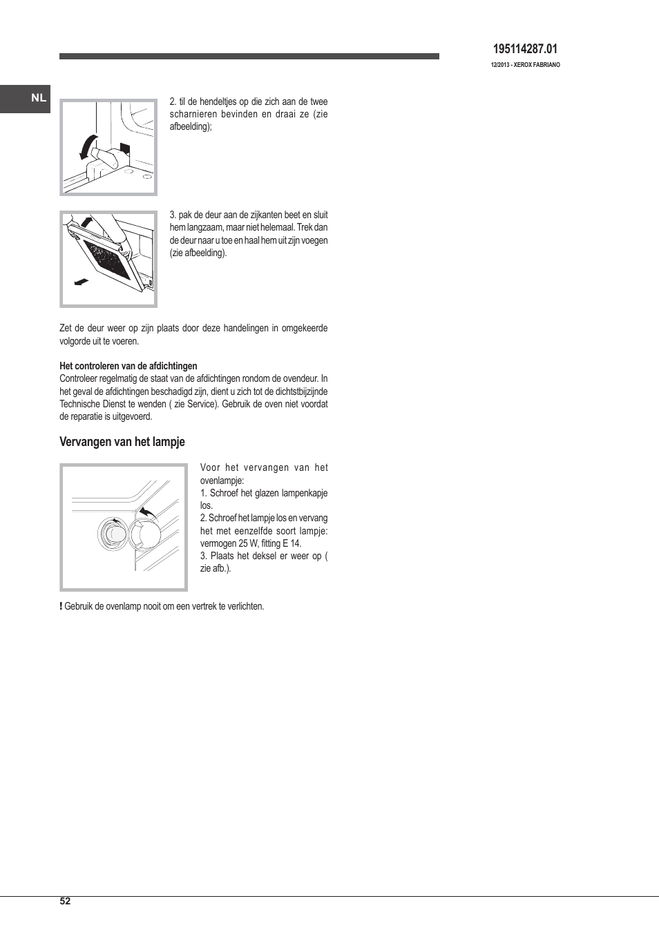 Vervangen van het lampje | Indesit FI-20.A-(WH)-1-S User Manual | Page 52 / 52