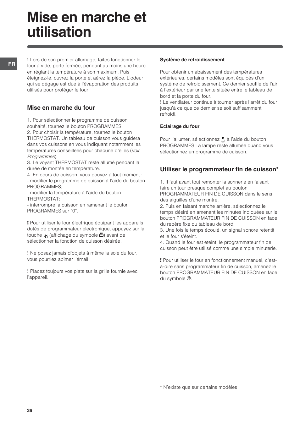 Mise en marche et utilisation | Indesit FI-20.A-(WH)-1-(SP) User Manual | Page 26 / 72