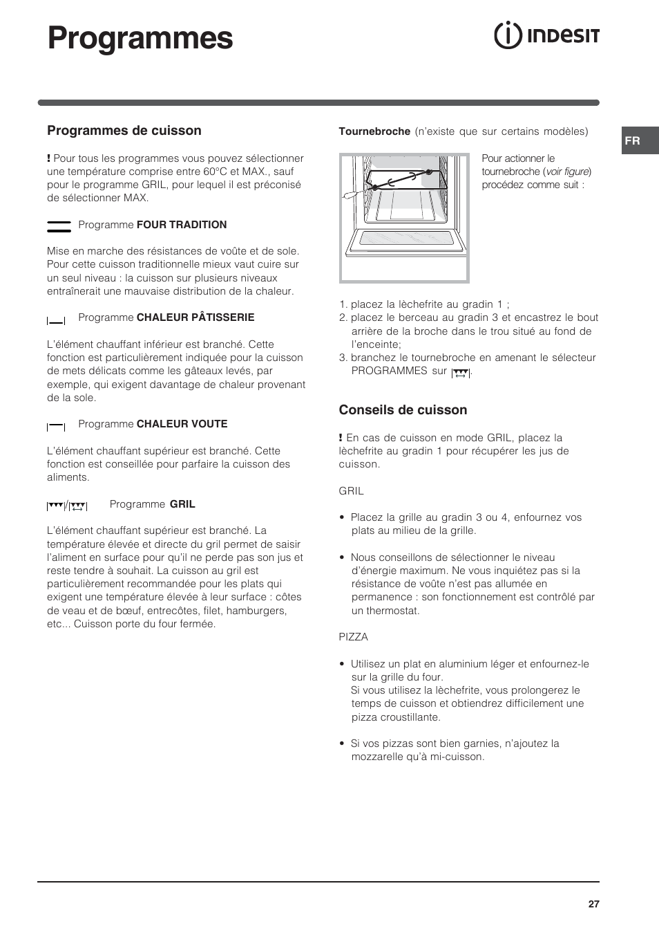 Programmes | Indesit FI-20.A-(WH)-1-(SP) User Manual | Page 27 / 72