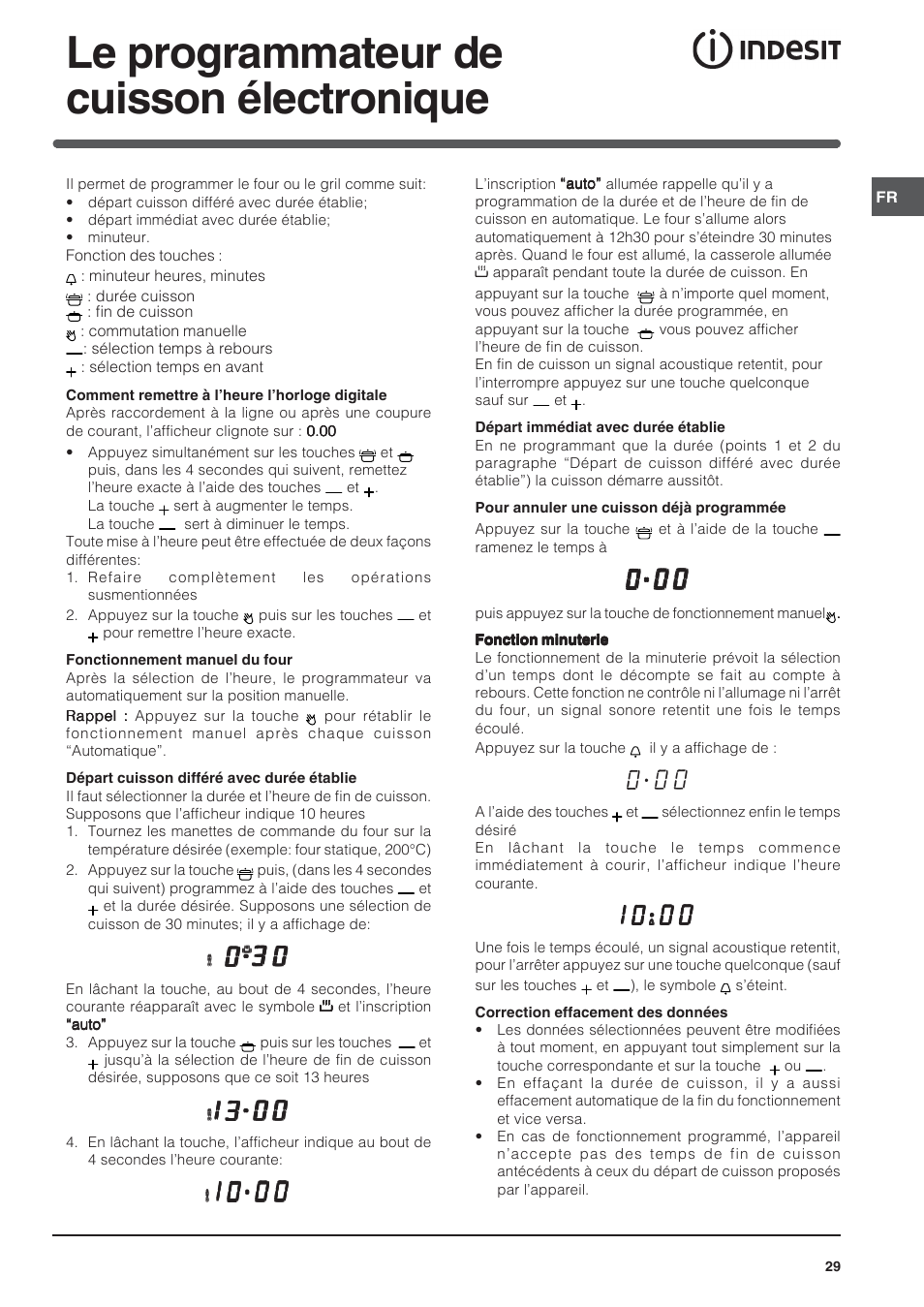 Le programmateur de cuisson électronique | Indesit FI-20.A-(WH)-1-(SP) User Manual | Page 29 / 72