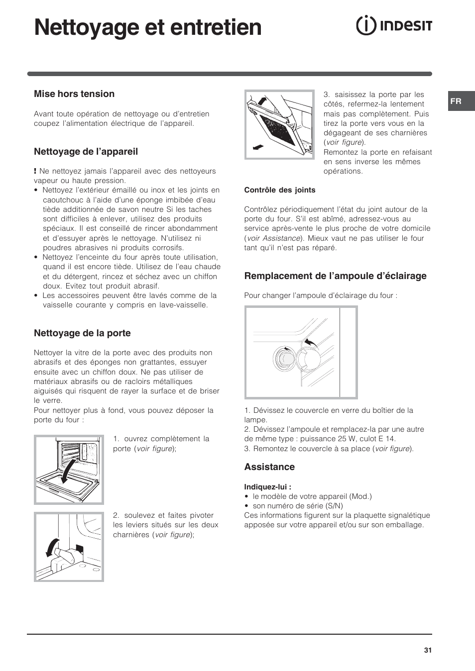 Nettoyage et entretien | Indesit FI-20.A-(WH)-1-(SP) User Manual | Page 31 / 72