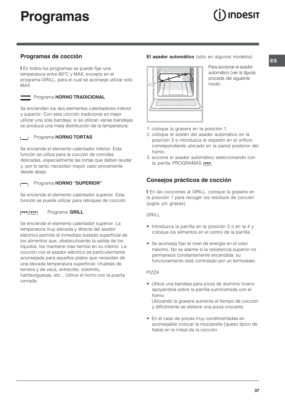 Programas | Indesit FI-20.A-(WH)-1-(SP) User Manual | Page 37 / 72
