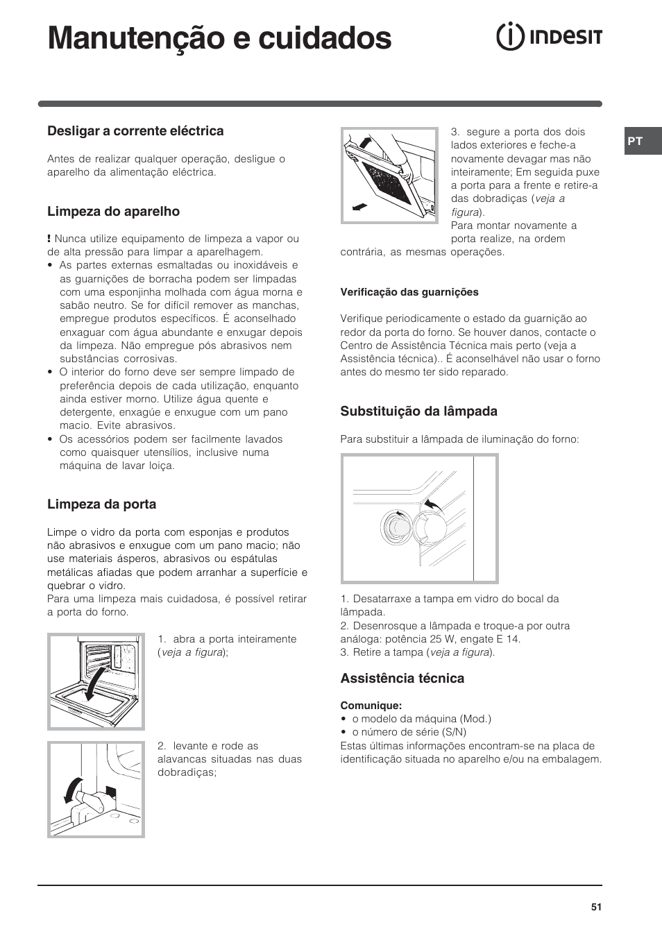 Manutenção e cuidados | Indesit FI-20.A-(WH)-1-(SP) User Manual | Page 51 / 72